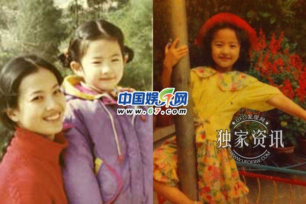 刘亦菲小时候与妈妈合影