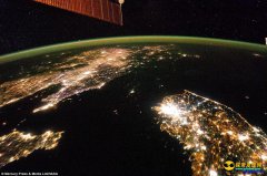 NASA公布中朝韩太空俯视夜景 朝鲜一片黑